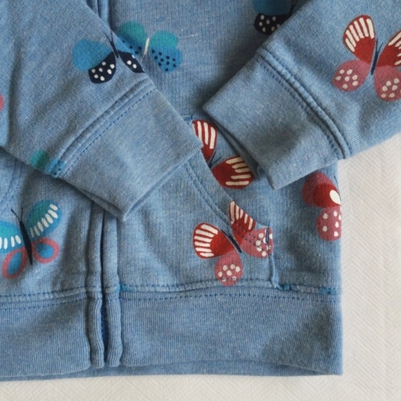 carter's blue butterfly ruffle zip-up hoodie sweatshirt 6 months baby girl - Picture 4 of 7